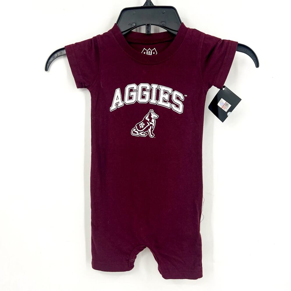 WES AND WILLY Infant Texas A&M One Piece Outfit 12 Months Red Maroon Graphic NWT